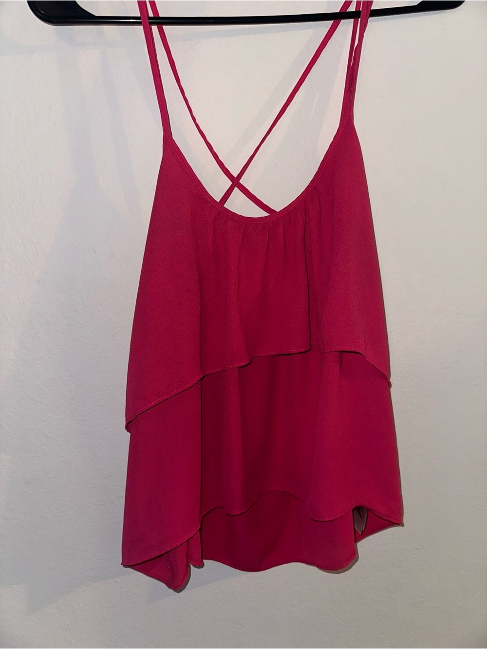 Forever 21 Women’s Pink Tiered Spaghetti Strap Tank Top